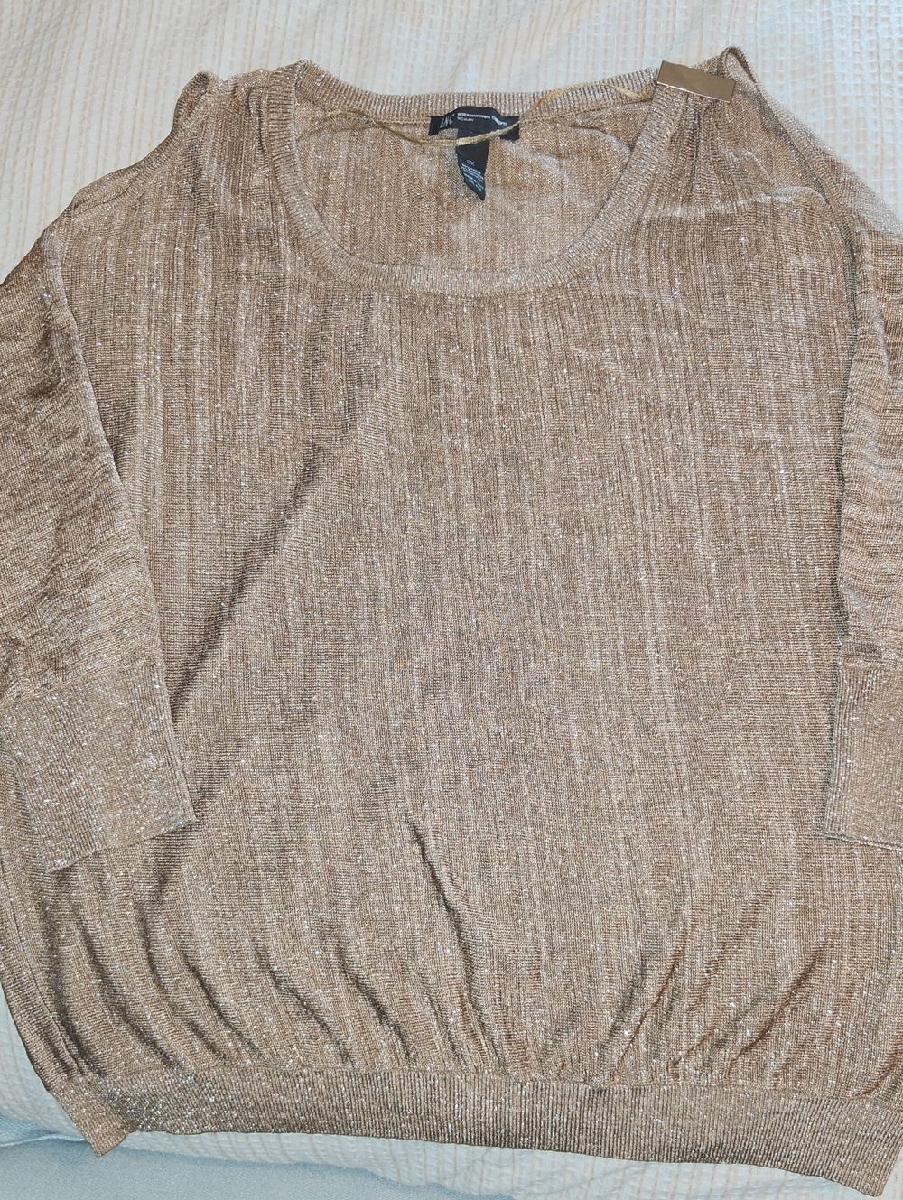 Charter Club Metallic Bronze Scoop Neck Pullover